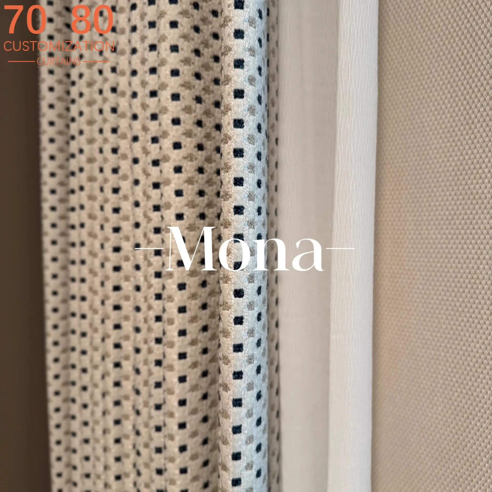 

Blue Lattice Flocking Jacquard Thickened Blackout Curtains for Living Room Bedroom French Window Balcony Customized