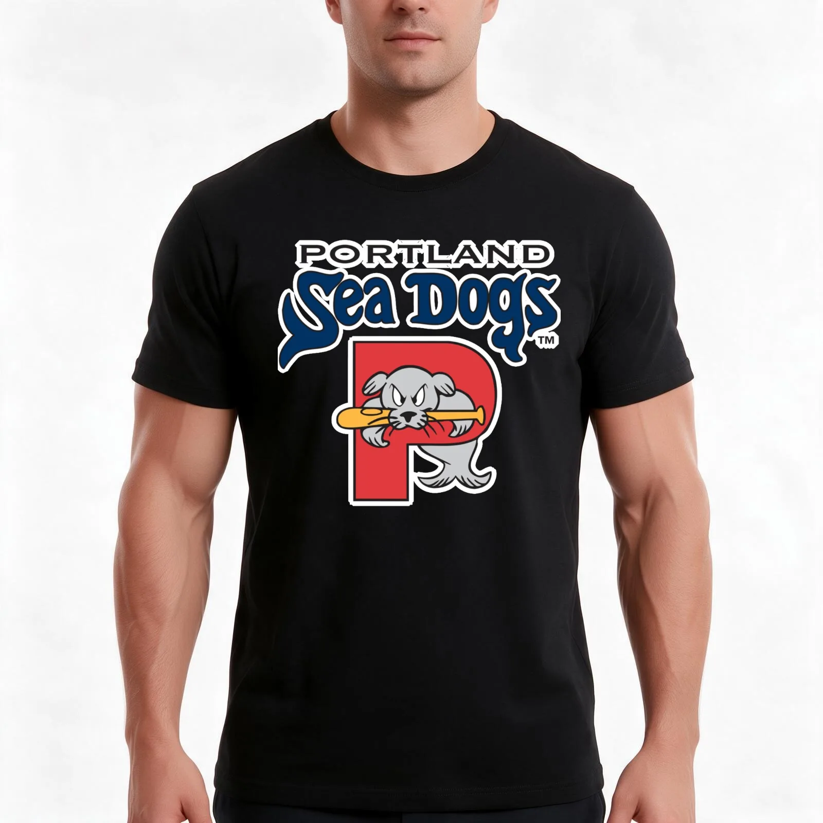 Portland of Sea Dogs T-Shirt, Summer Casual Cotton Tee, Oversized Streetwear Tops, Vintage Graphic Print, Loose Fit Short Sleeve