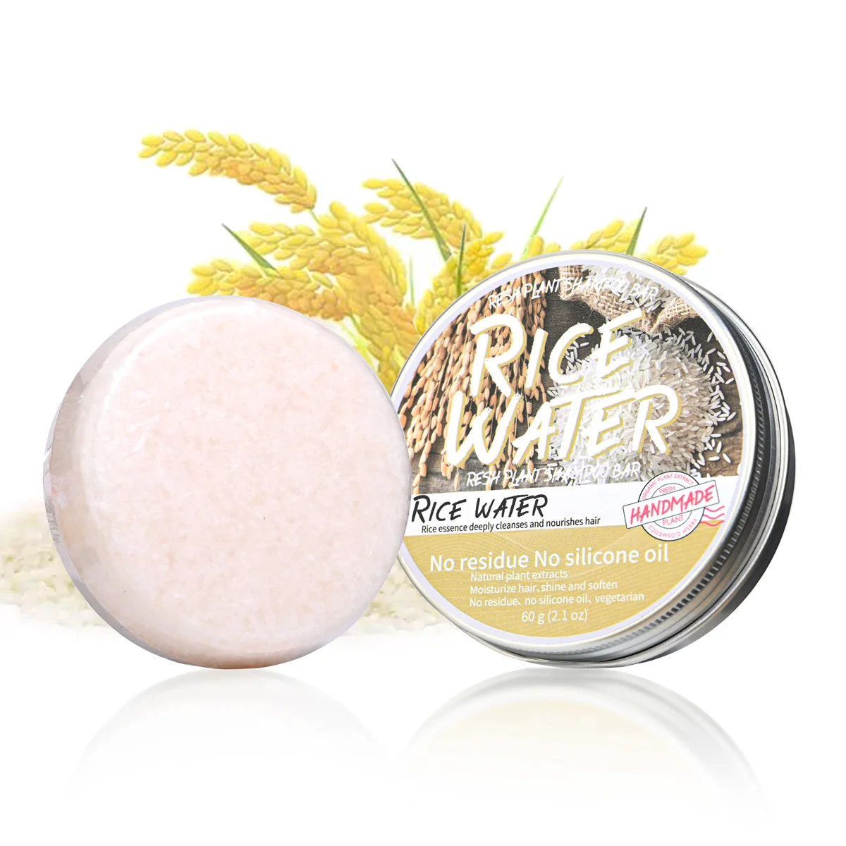 Solid Rice Water Wash Hair Soap Rice essence Oil Control&Anti dandruff Nourishing Hair and Refreshing Scalp