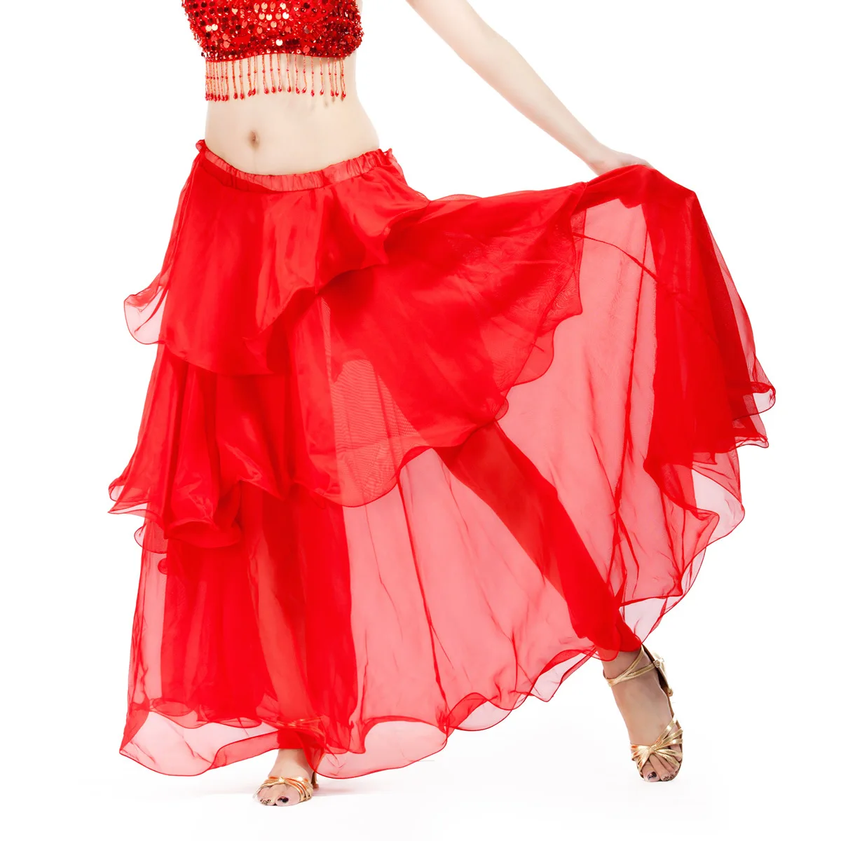 Spiral skirt chiffon cake skirt belly dance light and elegant big swing skirt source factory first-hand supply