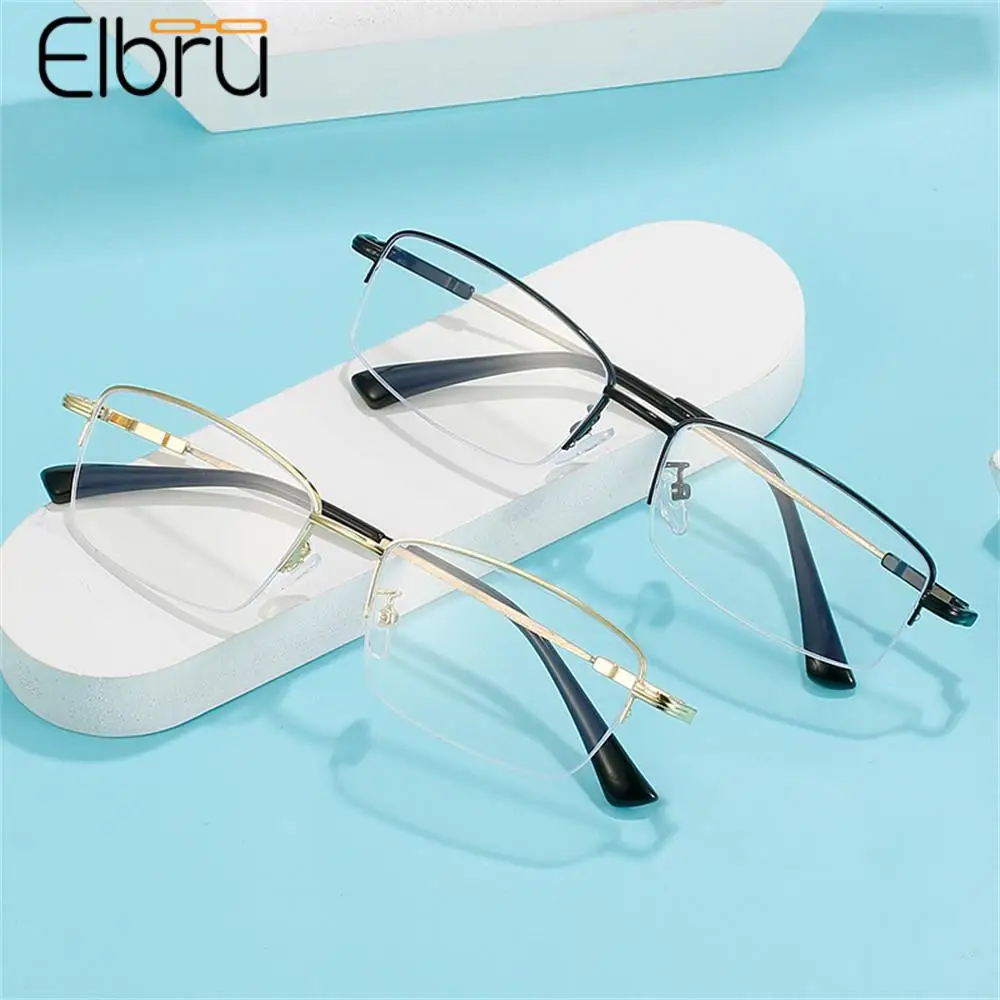 

Elbru 0-0.5-1-1.5-2...-6 Half Frame Myopia Glasses Anti Blue Light Men's Business Myopic Eyeglasses Unisex Nearsighted Eyewear