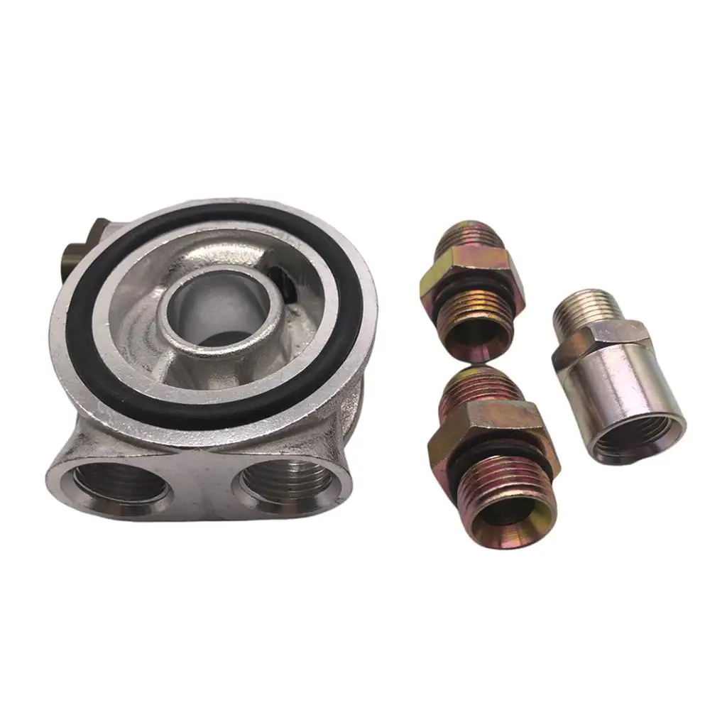 Silver M22x1.5mm AN10 Oil Filter Sandwich Plate Adapter M20*1.5 Inlet
