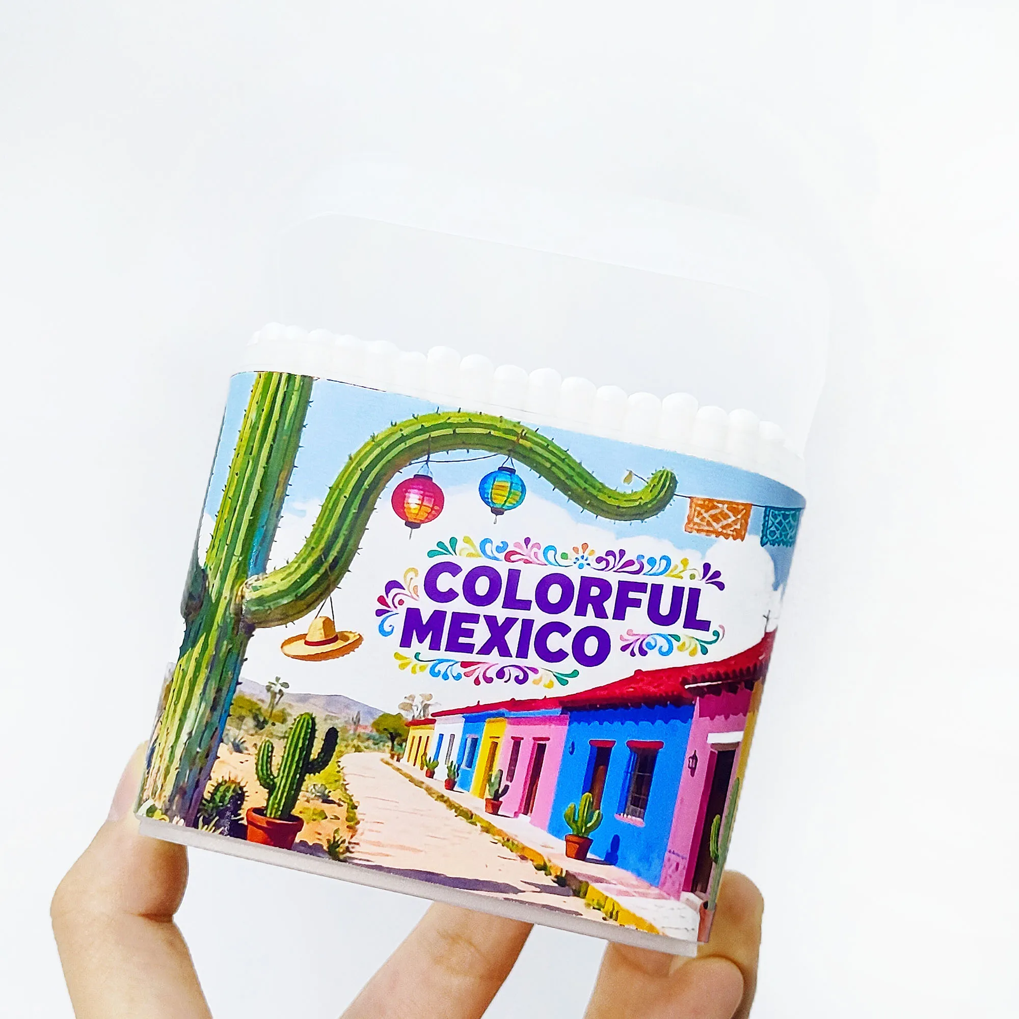 200 шт ватных тампонов мексиканской тематики с культурными узорами и многофункциональными ватных тампонов с двусторонней винтовой ложкой.