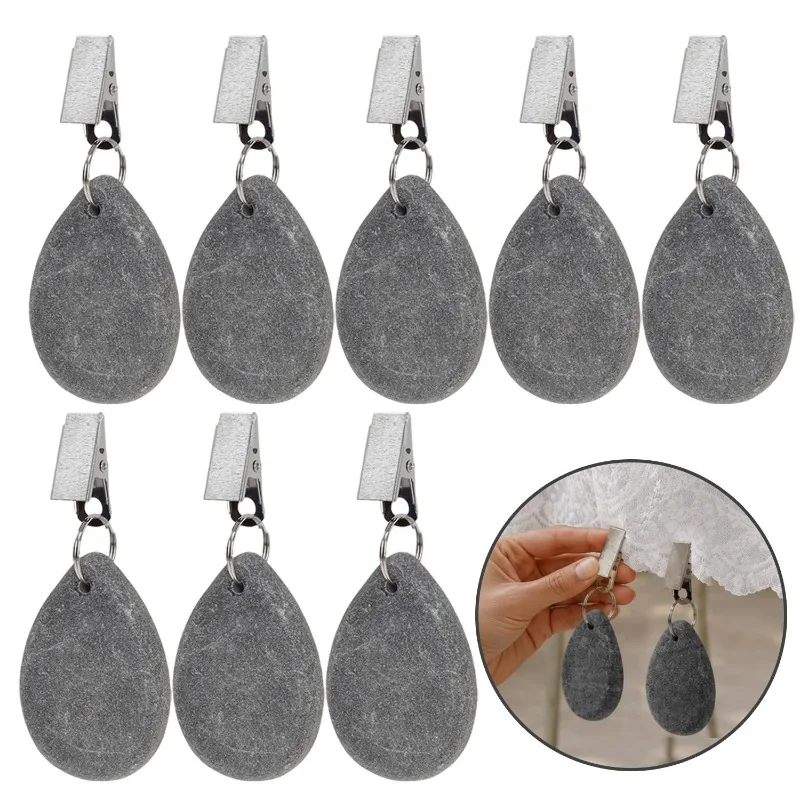 Table Cloth Weights Teardrop Shape Pendant Stones Tablecloth Weight Pendant with Metal Clips Home Dining Room Party Decoration