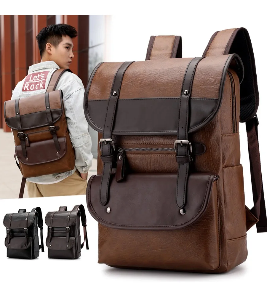 Minimalist PU leather style keeps this backpack versatile for casual days business trips and student life