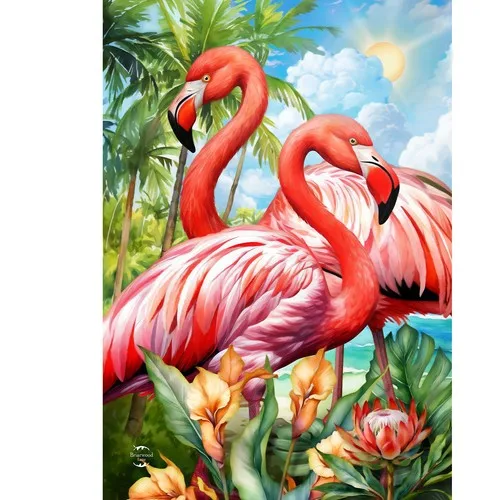 Briarwood Lane Flamingo Pair House Flag XXH LLP LLX uui