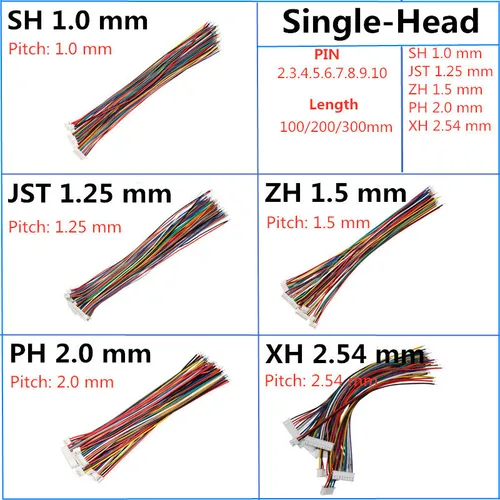 10 Uds 1,0 1,25 1,5 2,0 2,54 SH/JST/ZH/PH/XH 1,0 MM 1,25 MM 1,5 MM 2,0 MM 2,54 MM 2PIN/3/4/5/6/7/10P conector hembra con cable