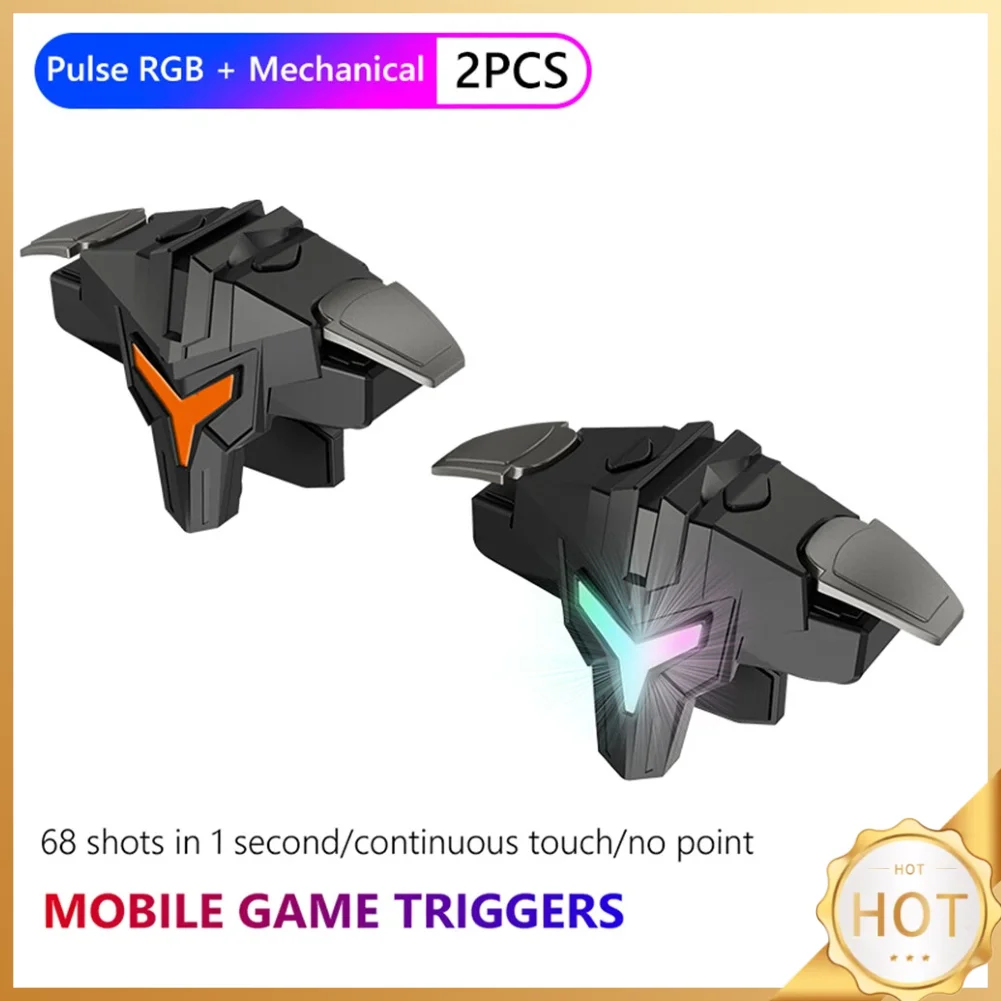 1/2pcs RGB/Mechanical 4 Finger Mobile Gaming Trigger for PUBG Mobile Game Joystick Trigger Pulse Key Button for Mobiles Phones