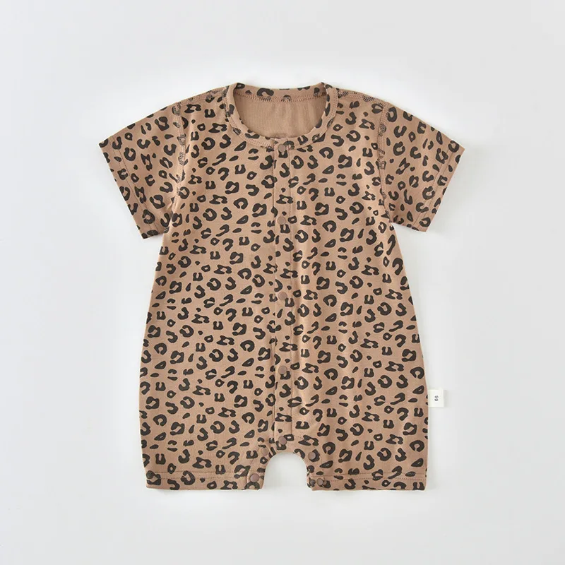 2026 Sommer Baby Kurzarm-Strampler mit Leopardenmuster, Einteiler für 3M-2Y Jungen und Mädchen, Leichter Säuglings-Bodysuit