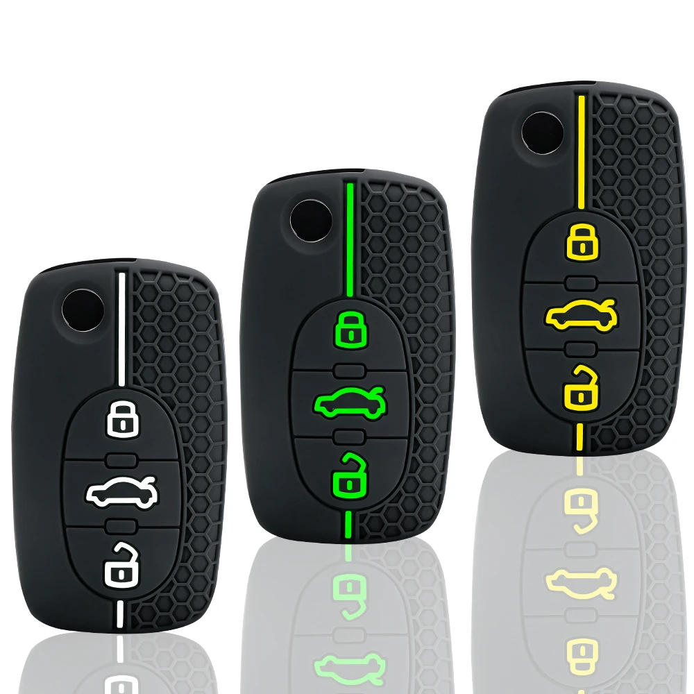 Funda Protectora de Silicona para Llaves de Coche Audi A4 B6 B5 A3 A1 A6 C5 A2 TT Mk1 S3 S4 S6 RS6 A8, Protector de Llaves con Ranura para Tarjetas