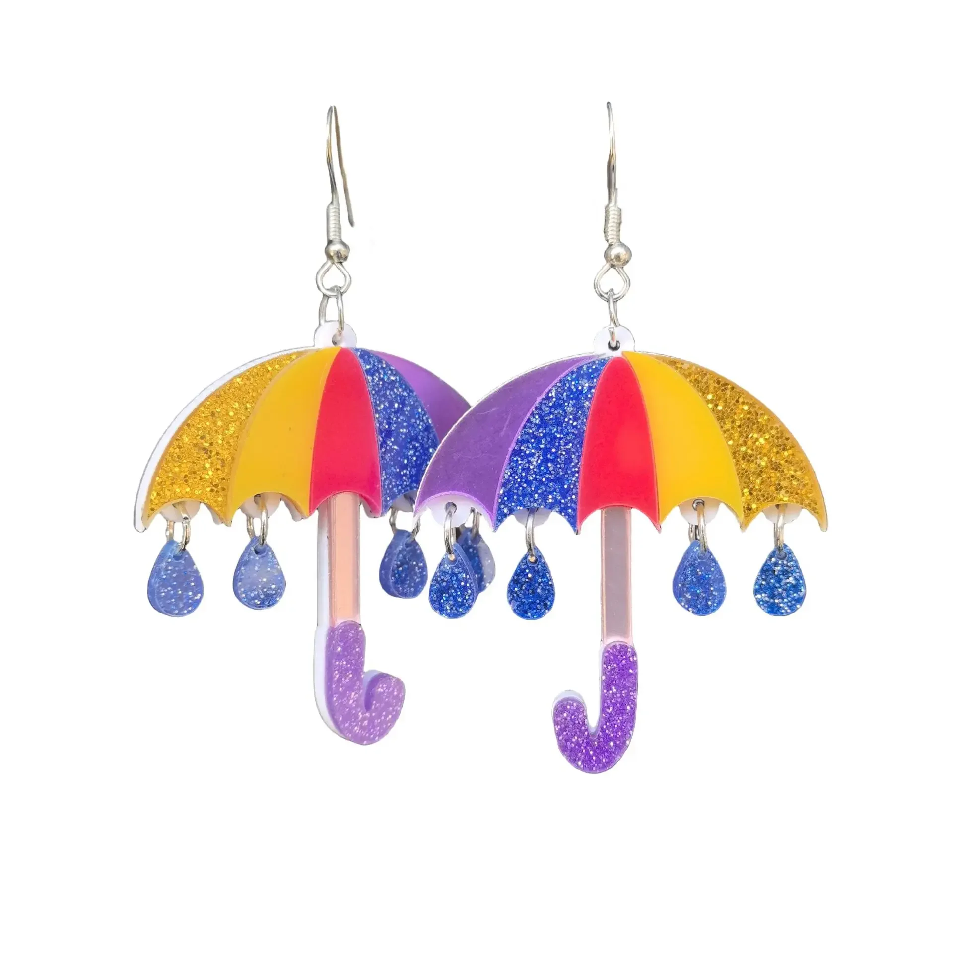 Cartoon Handmade Creative Funny Acrylic Chic Umbrella Drop Dangle Earrings for Women Cute Glitter Raindrop Earring Jewelry Gifts