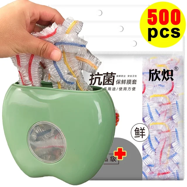 500/1PC Jednorazowa pokrywka na żywność Plastikowa elastyczna folia Pokrowce na żywność Lodówka Świeża pokrywka Talerz Kuchnia Torby do pakowania Torba do przechowywania