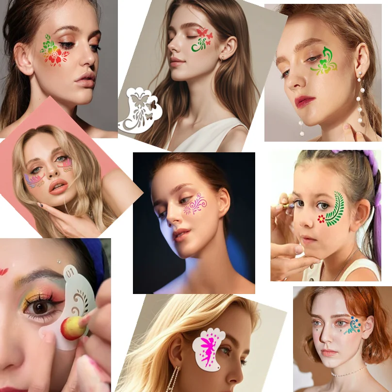 16-20Pcs Face Painting Templates Stencils Reusable, Art Paint Tattoo Templates, DIY Drawing Stencils, for Kids Adult Decoration