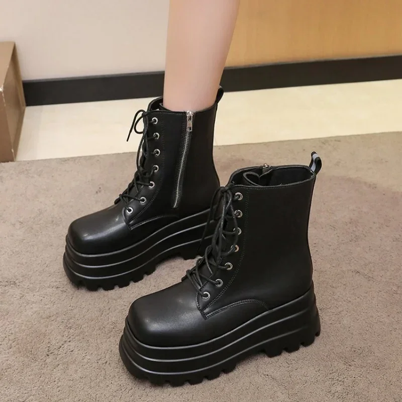 2024 Hot Fashion Platform Boots Thick Heel Ankle Boots Punk Goth Style Cool Girl Boots Autumn Street Women Shoes