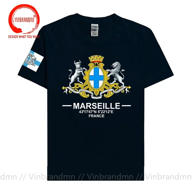 Marseille France Europe international tourist city Provence logo culture souvenir mens sports fashion t shirt tops cotton tshirt