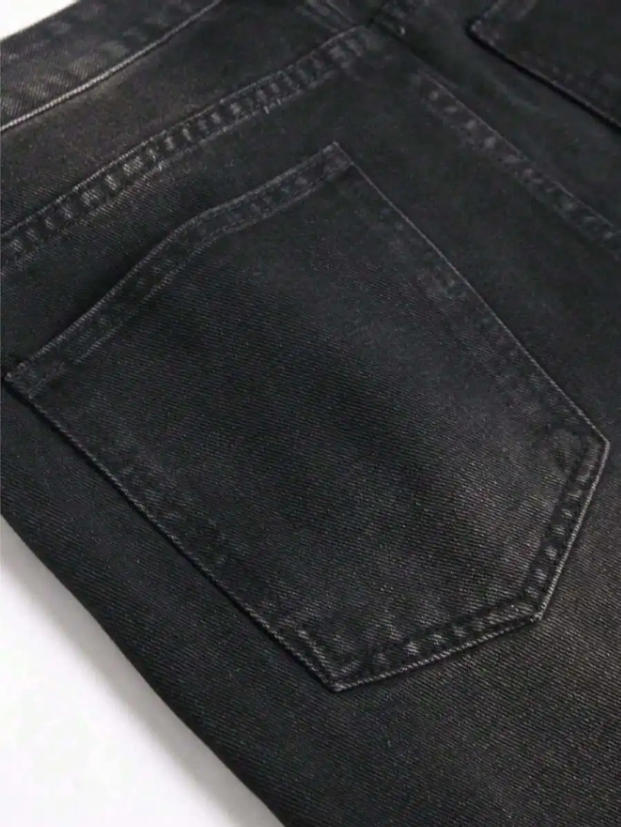 

American Retro Loose Straight Leg Heavyweight Washed Black Jeans For Men