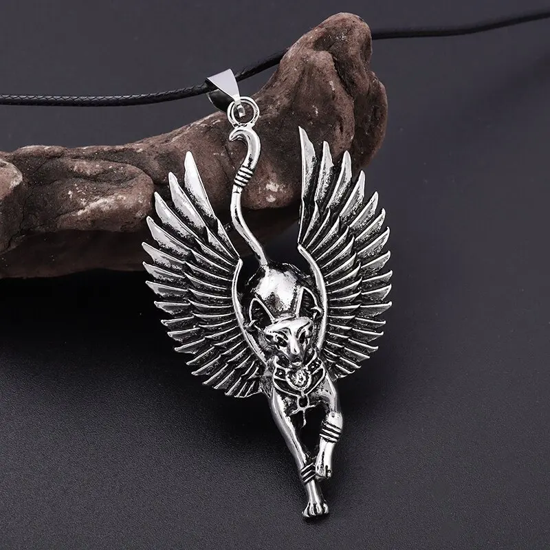 Vintage Fashion Punk Angel Fox Necklace Ancient Egypt Best Statue Men and Women Pendant Necklace Gift