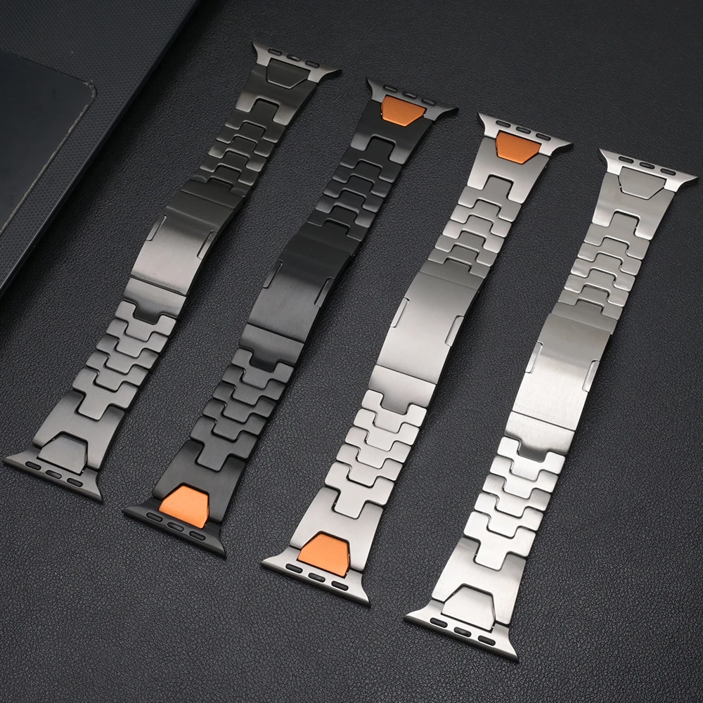 Pulseira de aço inoxidável para apple watch band ultra 2 49mm pulseira de metal de luxo para iwatch série 10 9 8 7 6 5 4 se 46mm 45mm 44mm