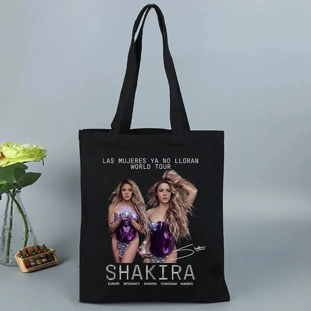 Y2k Fashion Bag 2026 Shakira Las Mujeres Ya No Lloran World Tour Canvas Bag Shopping Tote Bag Casual Shopper Bag for Fans Gift