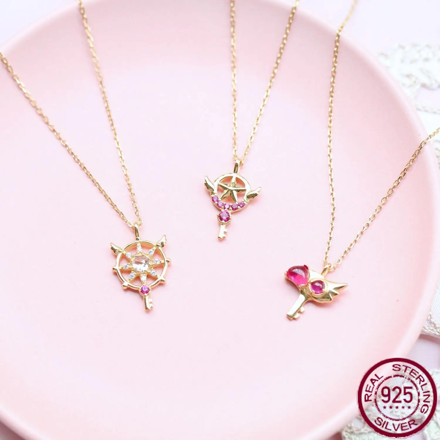 

New S925 sterling silver versatile girl magic card Sakura magic wand fashion versatile necklace wedding jewelry