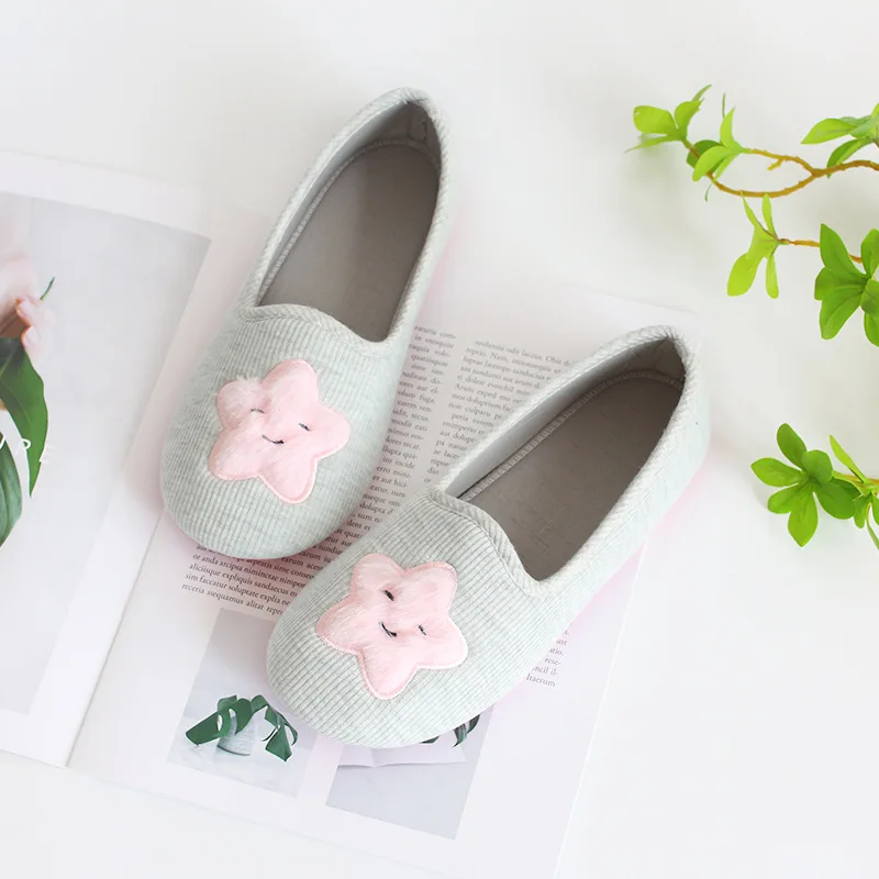 Lovely Style Star Slippers For Womens Bedroom At Home Spring and Autum Cotton Postpartum Shoes For Girls