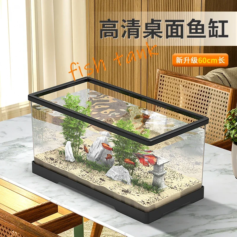 

Tank Household Desk Living Room Small TV Cabinet next to Super White Ecological Filter Deep Water Turtle Jar Turble Box