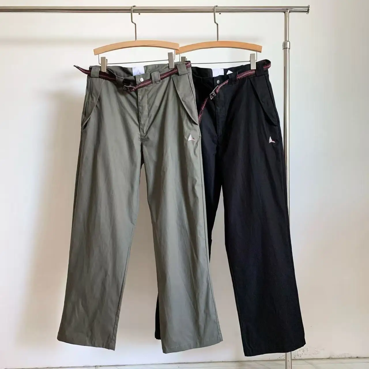 Lightweight Casual Pants for Men 2026 Autumn New Style RA Embroidered Logo Diagonal Cotton Wasp Waist Belt Japanese Trend