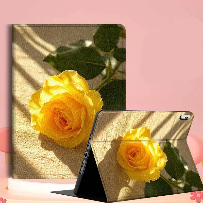 حافظة بنمط الورد الأصفر لجهاز iPad Air Mini 9.7 2 4 5 11 6th 7th gen 13 3 1 2 4 5 6 7 7.9 10.9 10.5 بوصة تابلت #4