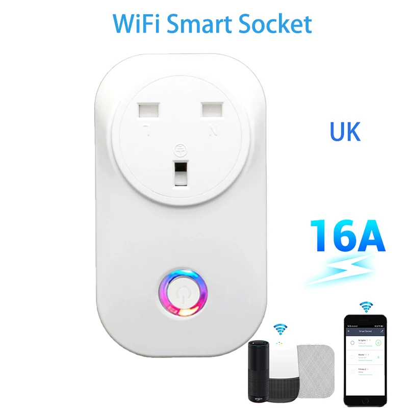 16A Smart WiFi Plug with Energy Monitoring, Remote Control, Multi-Country Support, Voice Control. Best Price Wholesale