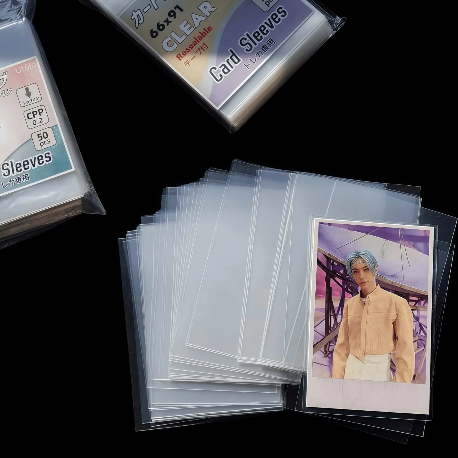 50–200 Stück CPP KPOP-Kartenhüllen, transparent, dick, versiegelt, Fotokartenschutzfolie, Wert, Sammelkartenhülle, 58 x 89/66 x 91 säurefrei – Detail 1