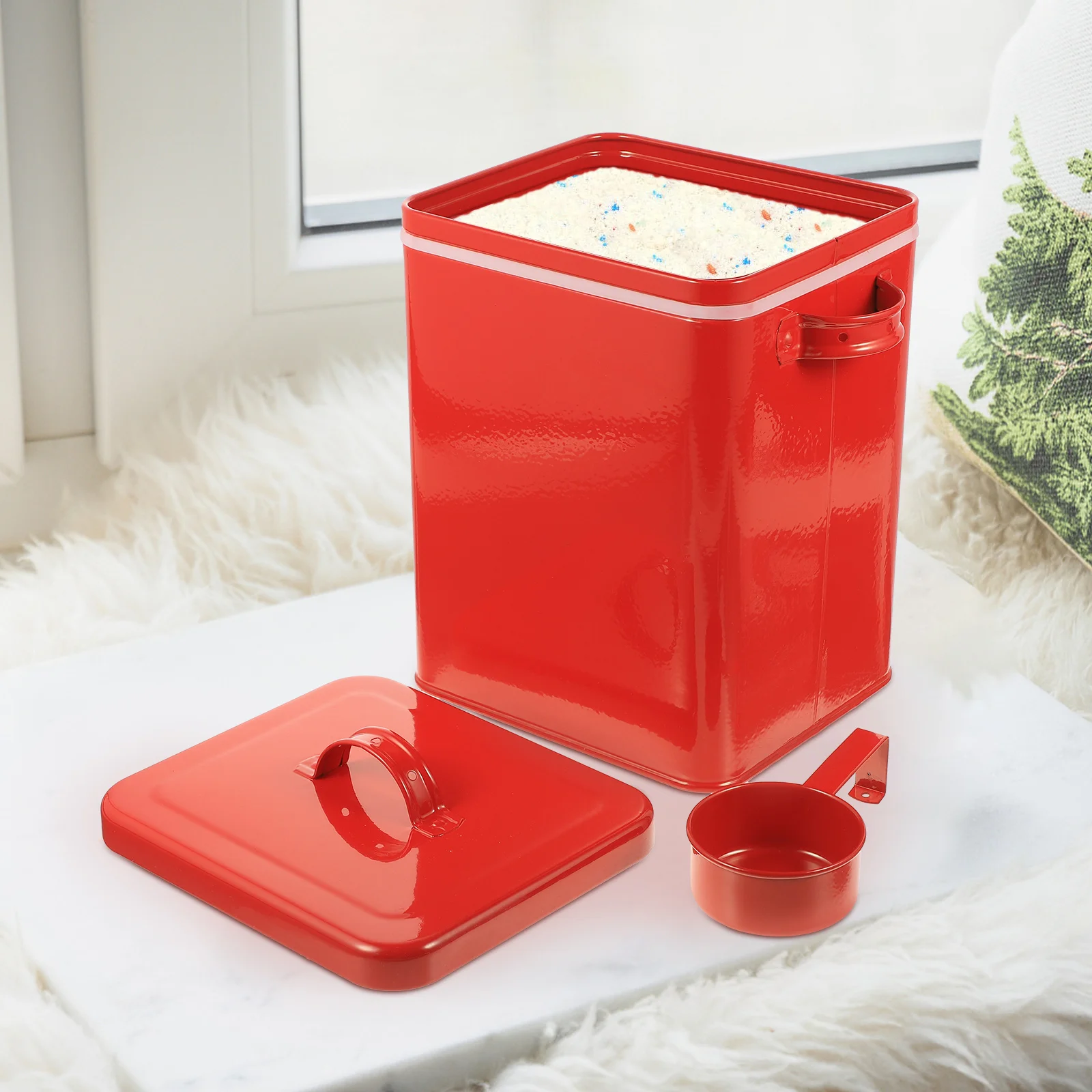 

Storage Bucket Bin with Lid Pantry Organizer Canisters Dry Food Metal Iron Pet Treat Container