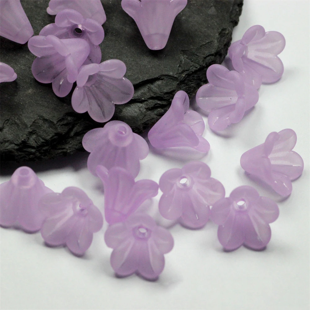 100 Stücke 14mm Matt Gefärbt Morning Glory Blume Acryl Lose Perlen Für Armband Halskette Machen Mode DIY Zubehör