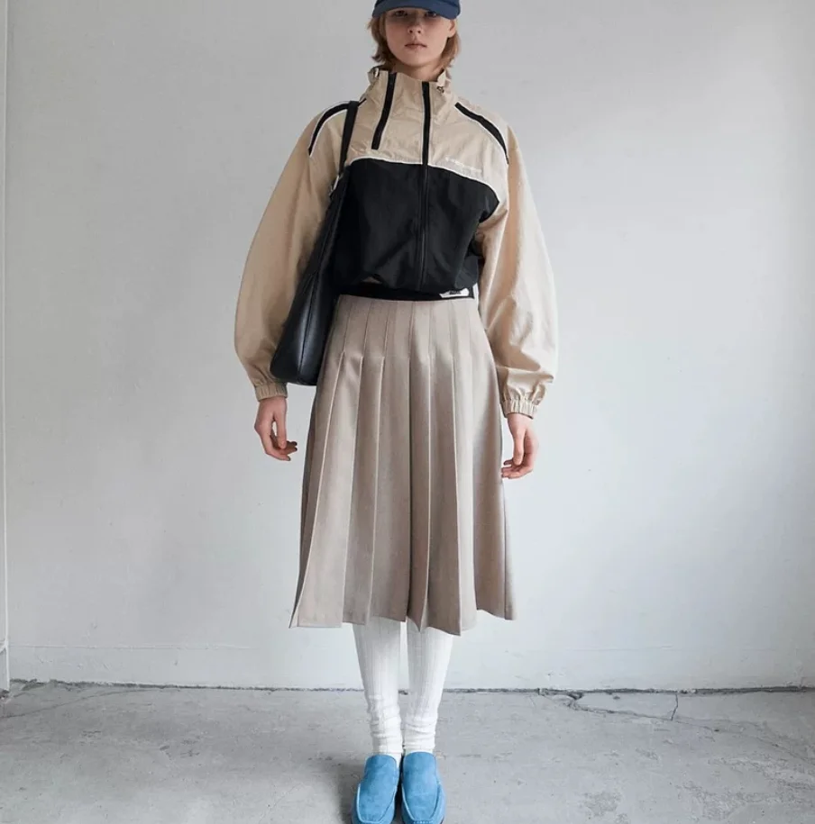 Falda Midi de cintura alta para mujer, Falda plisada dra estética Smoothmood, falda coreana informal de longitud f para uso diario, Otoño e Invierno