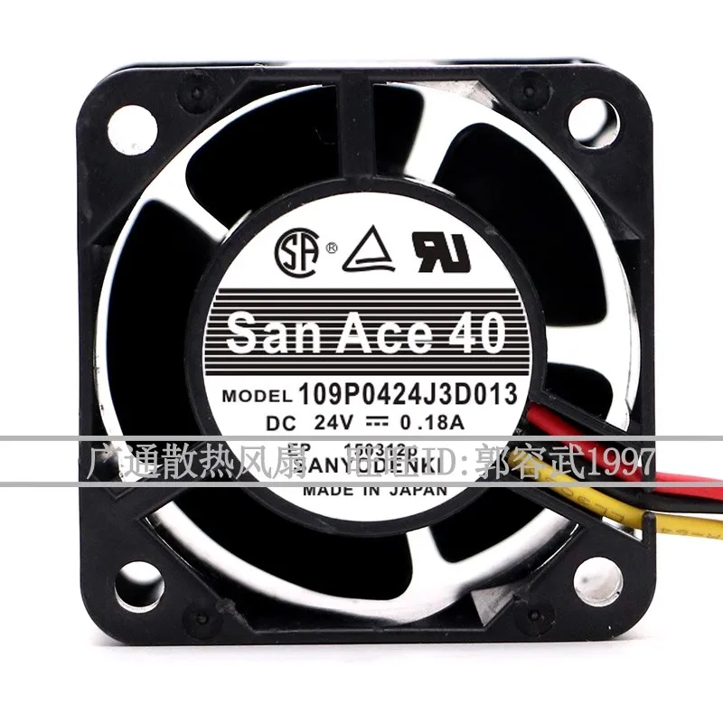 Original CPU Fan for Sanyo 109P0424J3D013 4028 24V 0.18A 4CM Axial Flow Frequency Converter Cooling Fan 40x40x28mm