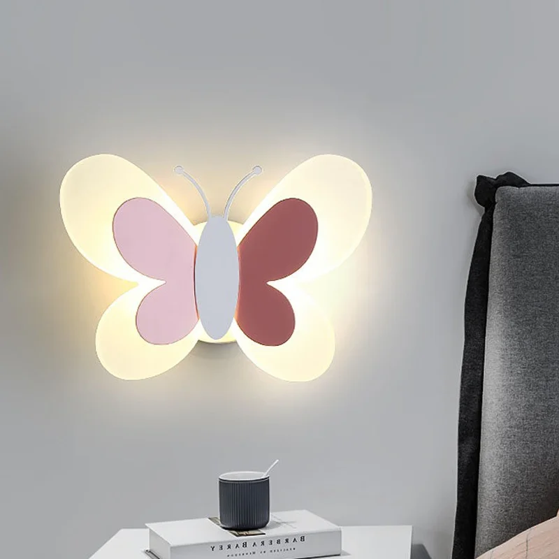 Modern Children\'s Room Butterfly Wall Light For Bedroom Bedside Wall Lamp Creative Personality Wall Decor LED Butterfly Sconce