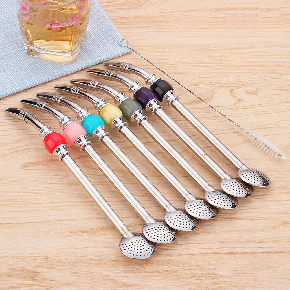 

Stainless Steel Straw Package Reusable Drinking Filter Flat Head Tea Straws Hole Replacement Yerba Mate Bombilla Straw Kitchen