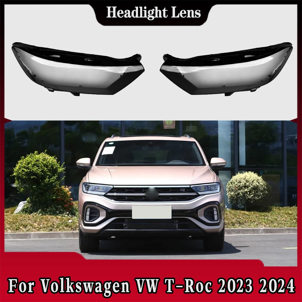 Car Front Lights Case For Volkswagen VW T-Roc 2023 2024 2025 Car accessories Headlight Cover Headlight Lens Glass Car parts