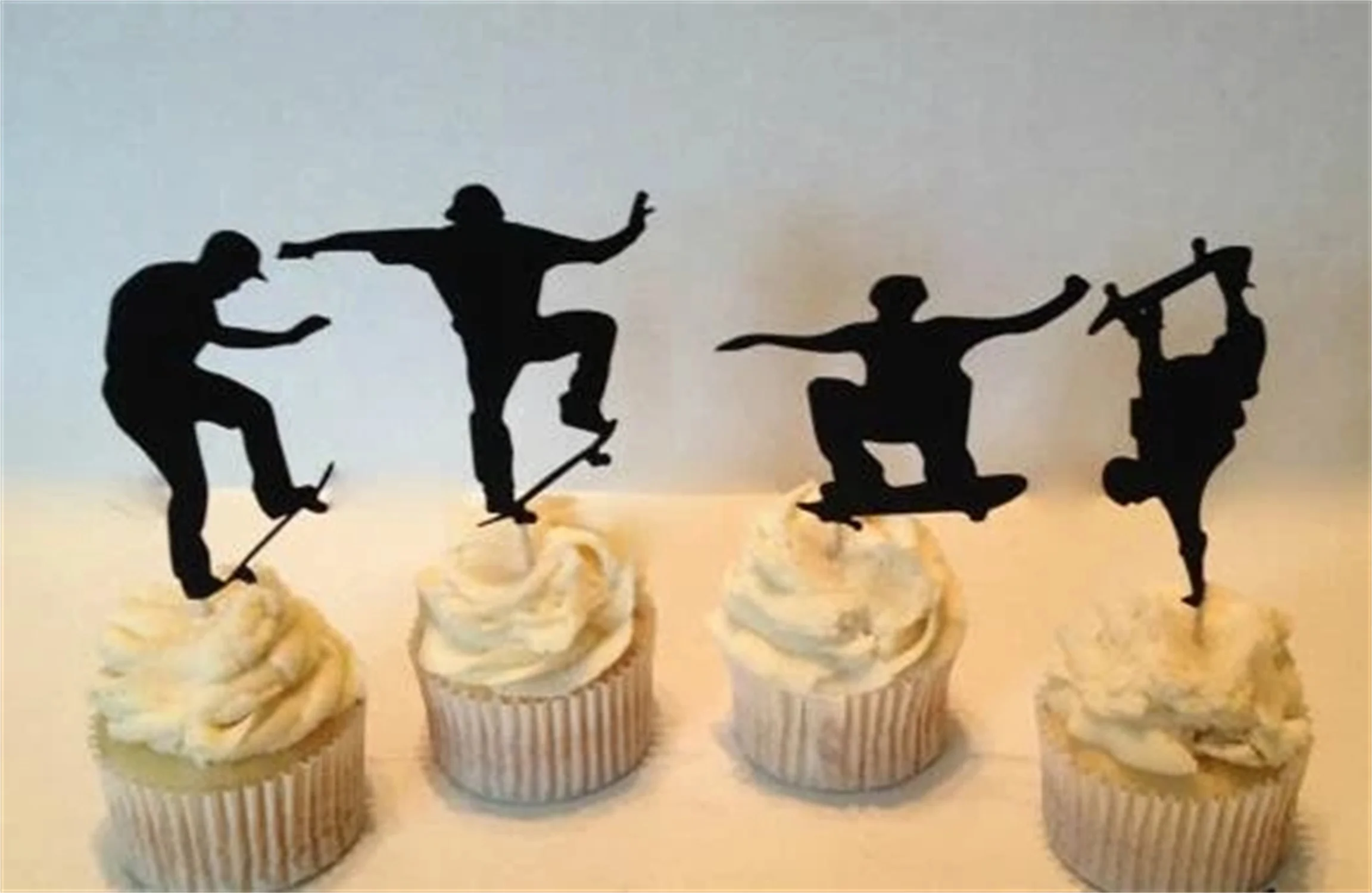 Skateboarding boy Birthday wedding Valentine's Day cupcake toppers engagement Bachelorette bridal shower food toothpicks