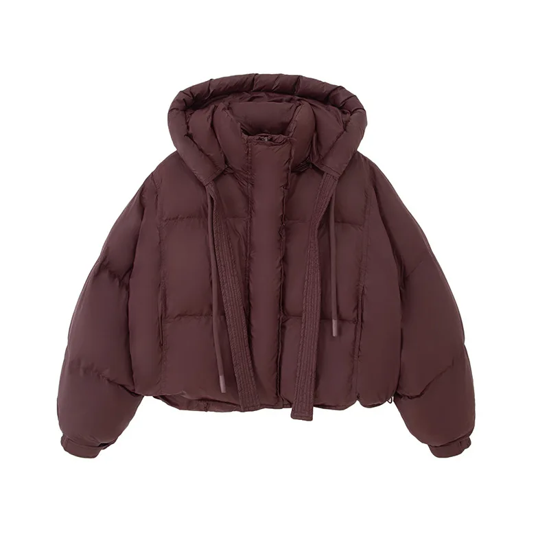 YYAHAS 2025 Nieuwe Winter Effen Kleur Katoenen Jas voor Vrouwen Korte Ontwerp Verdikte en Losse Kapmantel Vrouwelijke Kleding