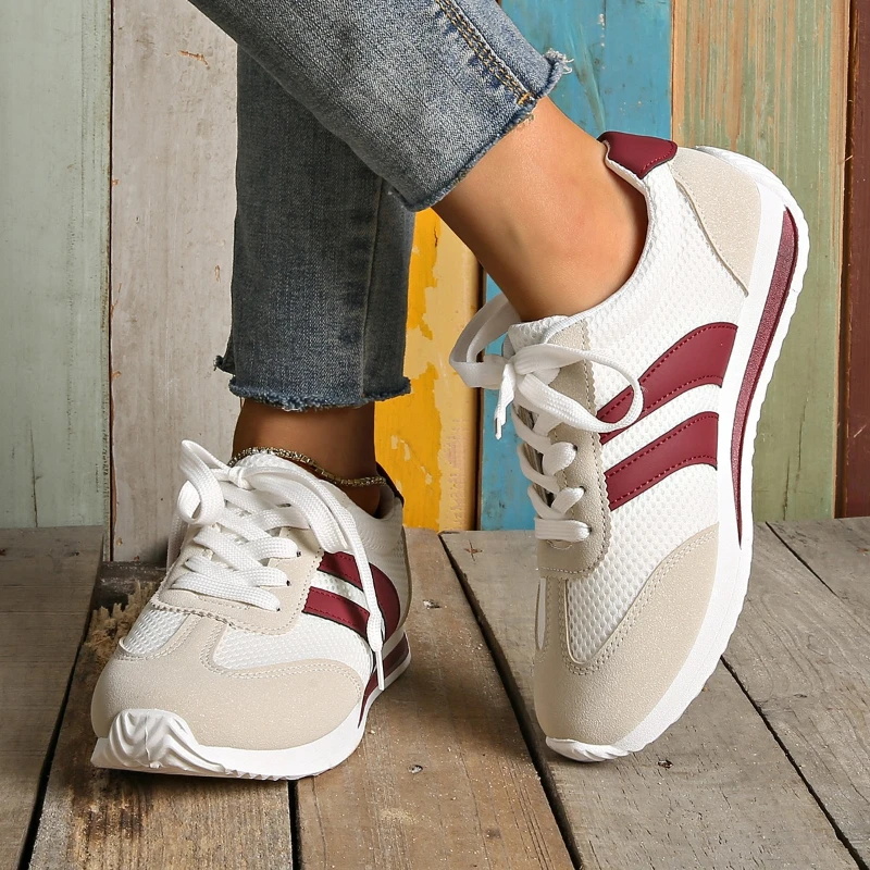 2026 Spring/summer Women's Sneakers Casual Platform Female New Striped Casual Running Shoes Comfortable Vulcanized Shoes view 5