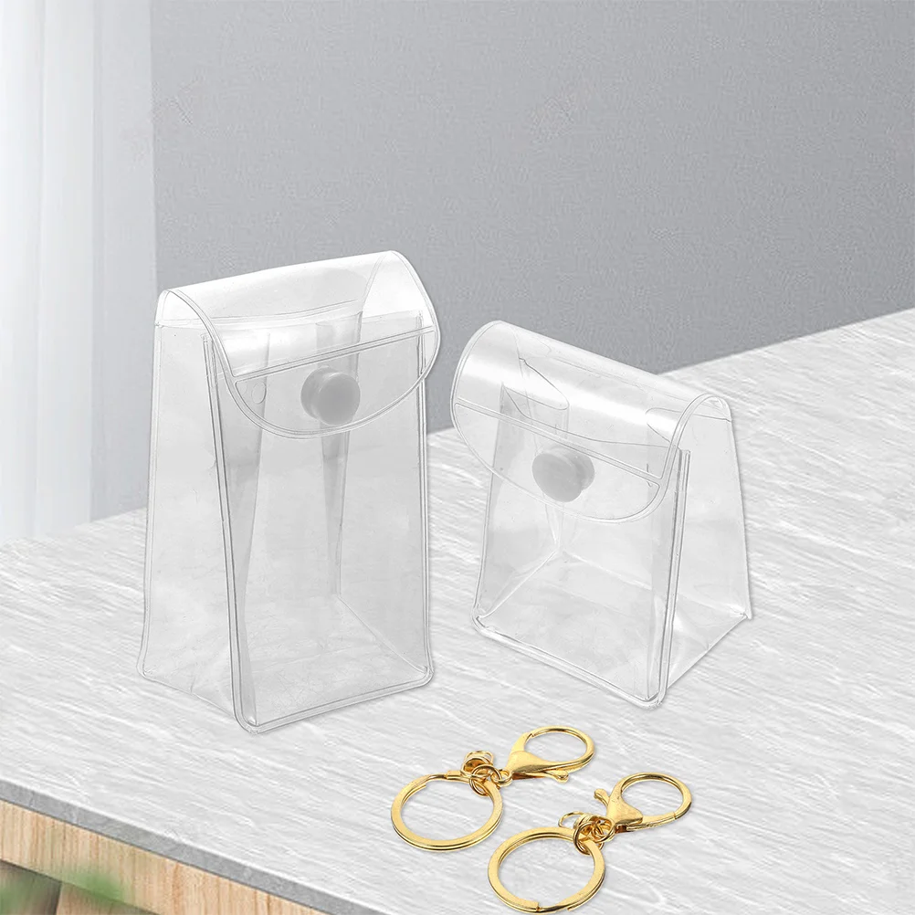 

4pcs Clear Figure Bag Keychain Lipstick Case Transparent Box For Small Space Storage Display Holder Handicrafts Organizing