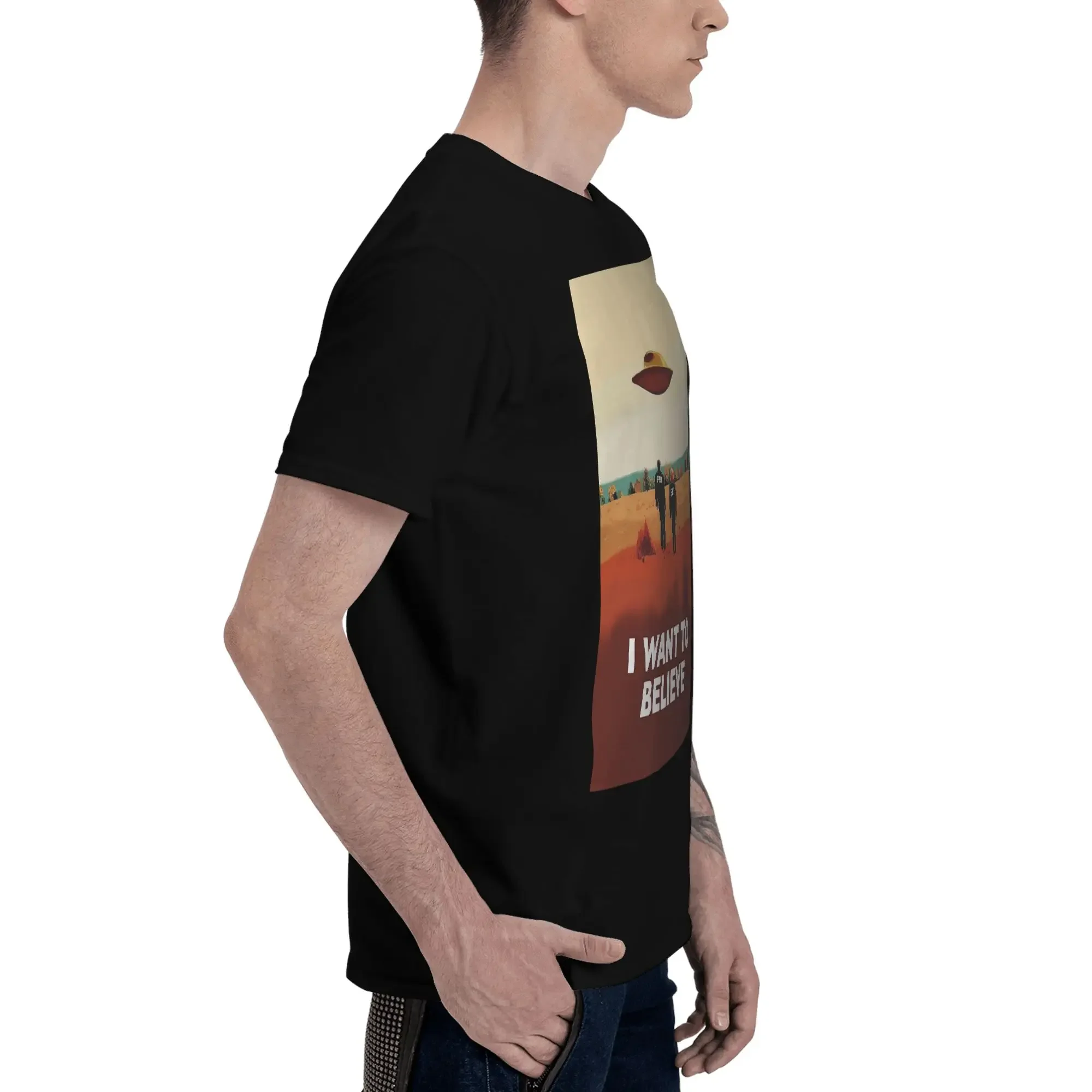 The X Files I want to believe FBI p Men T-Shirt Plus Size T Shirts Men's O-Neck Cotton Tees Short Summer Male