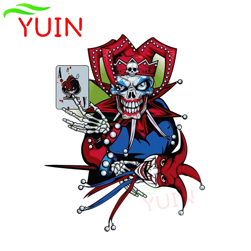 

YUIN Funny Evil Jester Joker Car Sticker Motorcycle Auto Accessories Personality PVC Bumper Decoration Waterproof Decal 16*13cm