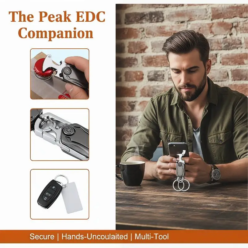 1Pcs 360 Rotatable Keychain Fidget Rotator with Bottle Opener Lightweight Durable Tool for Hiking Picnic