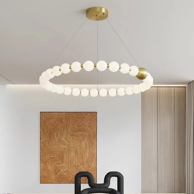 Modern Minimalist Necklace Glass Ball Pendant Light, Living Room, Dining Room, Dining Table Light, Hanging Chain Pendant Light