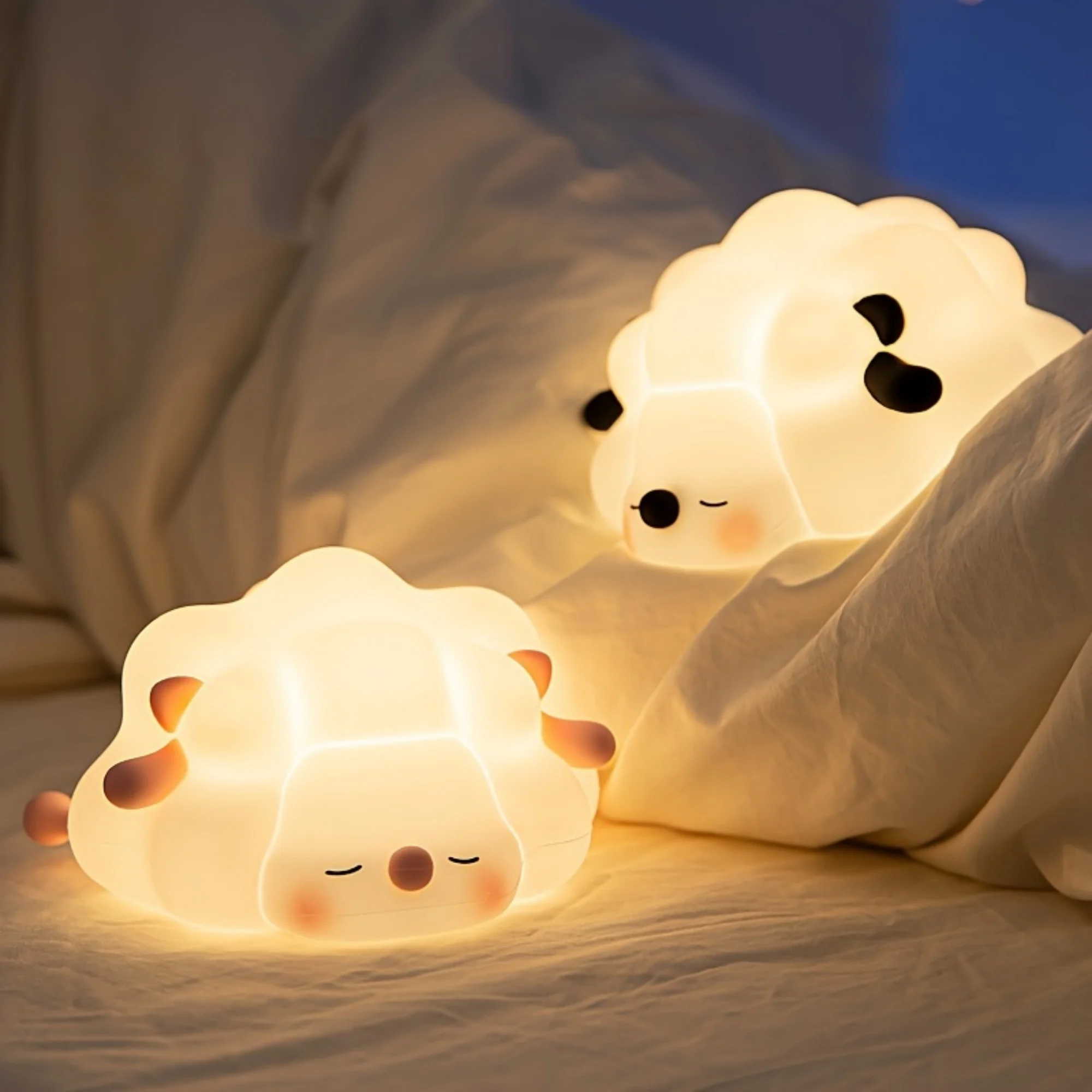 الوردي الأغنام لطيف سيليكون ضوء الليل USB ضوء الأغنام التعريفي Bedlight LED ثلاثة مستويات سطوع 30 دقيقة الموقت إيقاف Nigh