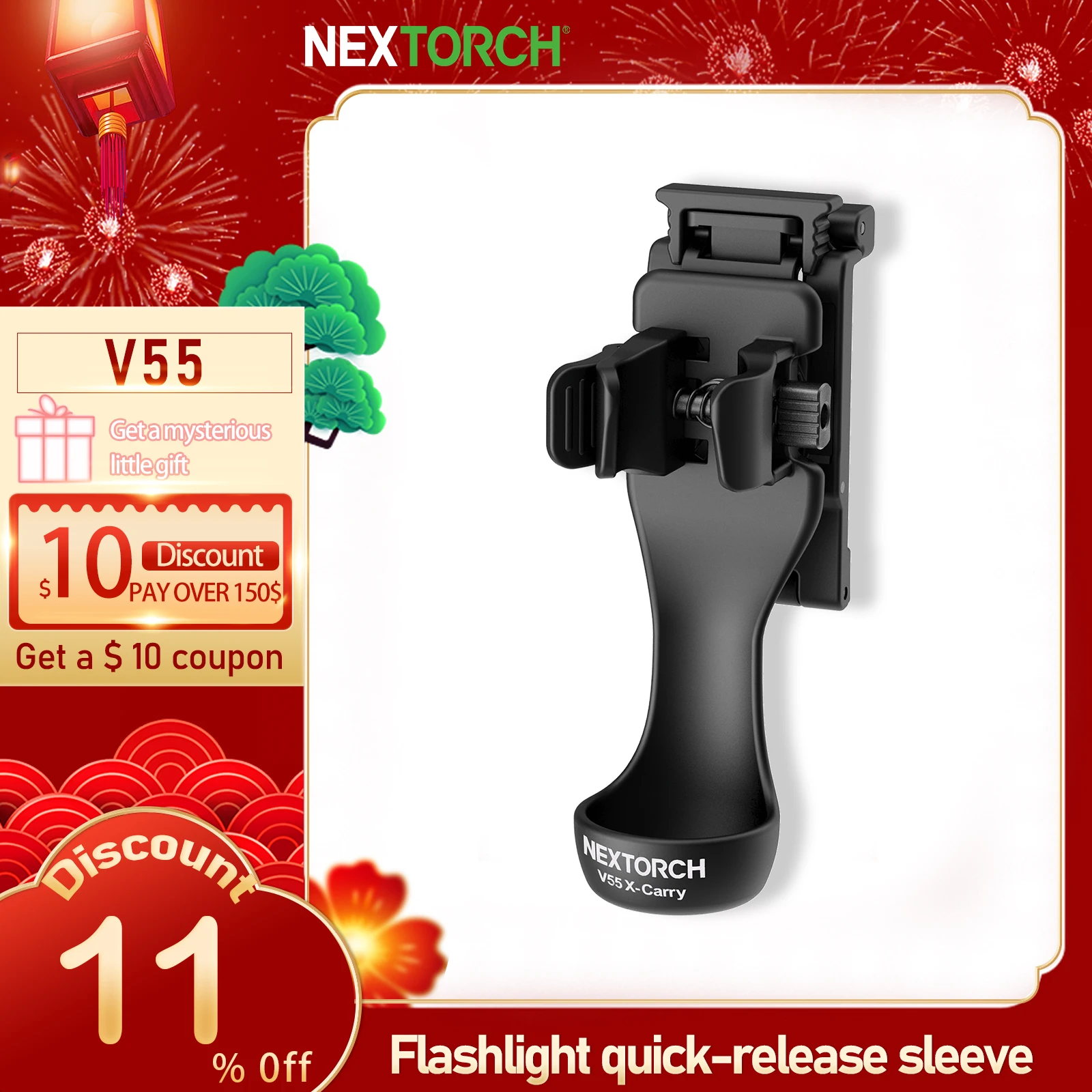 

Держатель для фонарика Nextorch V55/ V55L, Модернизированный инновационный переносной фонарик, вращение на 360 °, легкий, портативный, с функцией блокировки