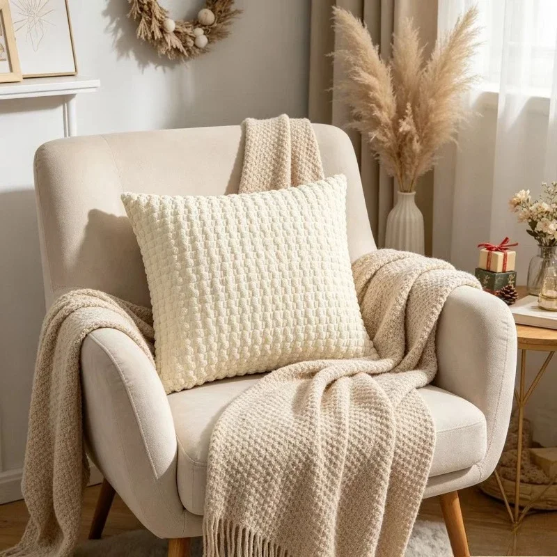 New Corduroy Three-Dimensional Bubble Pillow Cushion Cover for Home Living Room Sofa Back Decorative Pillowcase