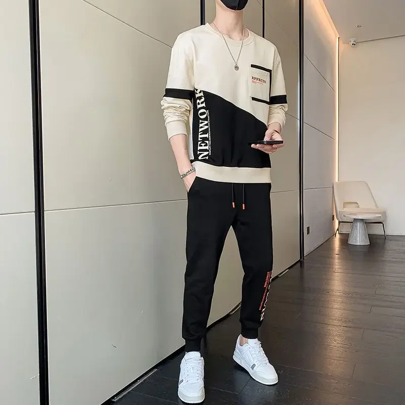 Sports Suits Sweatpants Pants Sets Black Men\'s Clothing Sportswear Tracksuit Alphabet T Shirt Man Offer Comfortable Top Casual