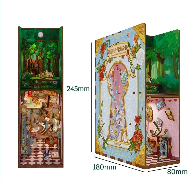 3D Wooden Puzzle Book Nook Princess in Wonderland Music Box Miniature Model Kits Jigsaw Puzzles for Friends Birthday Gifts